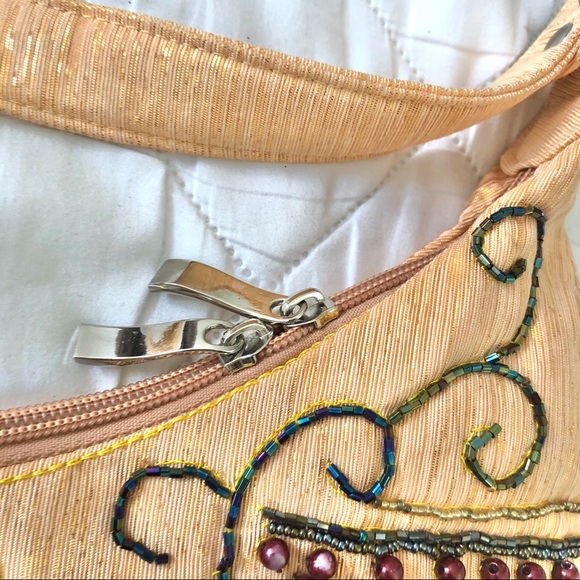 Shimmering Gold Bag with Embroidered Beads & Gems - Picture 6 of 8